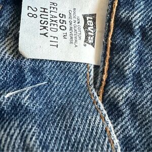 Levi's Blue Denim 550 Relaxed Fit Jeans with Tan Leather Patch